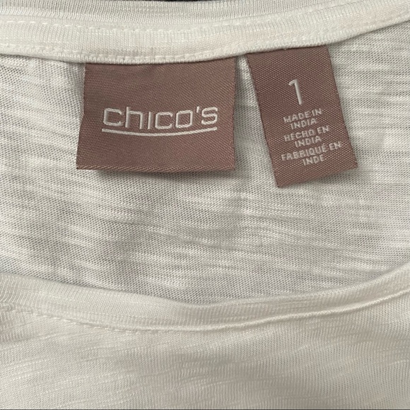 CHICO’S Woven Fringe Tassel Short Sleeve Top - Picture 9 of 10